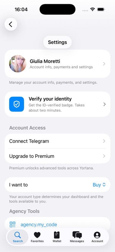 Account settings